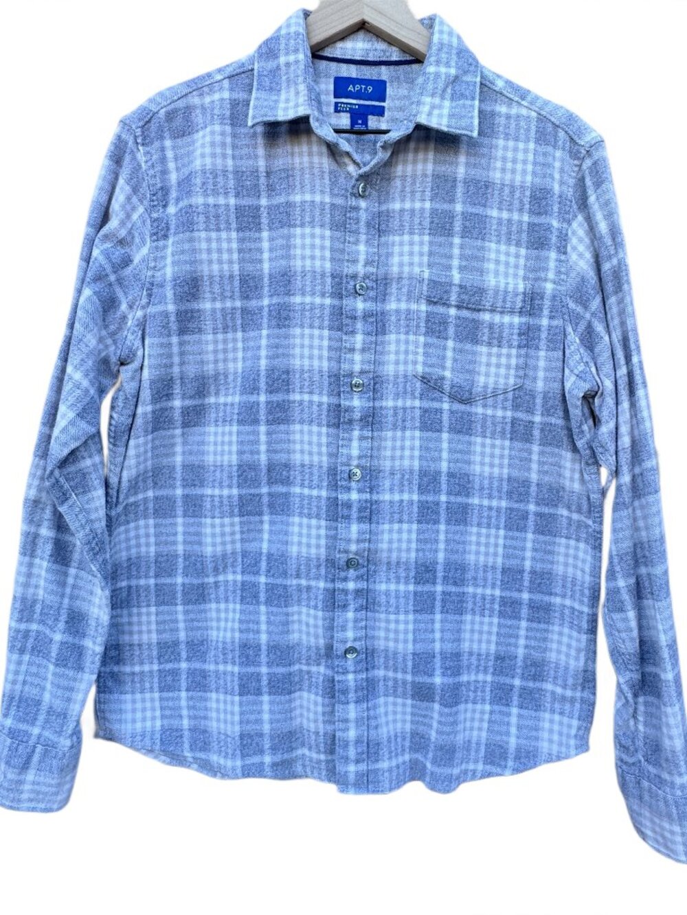 Apt 9 Flannel Shirt Mens Medium Gray Plaid Pockets